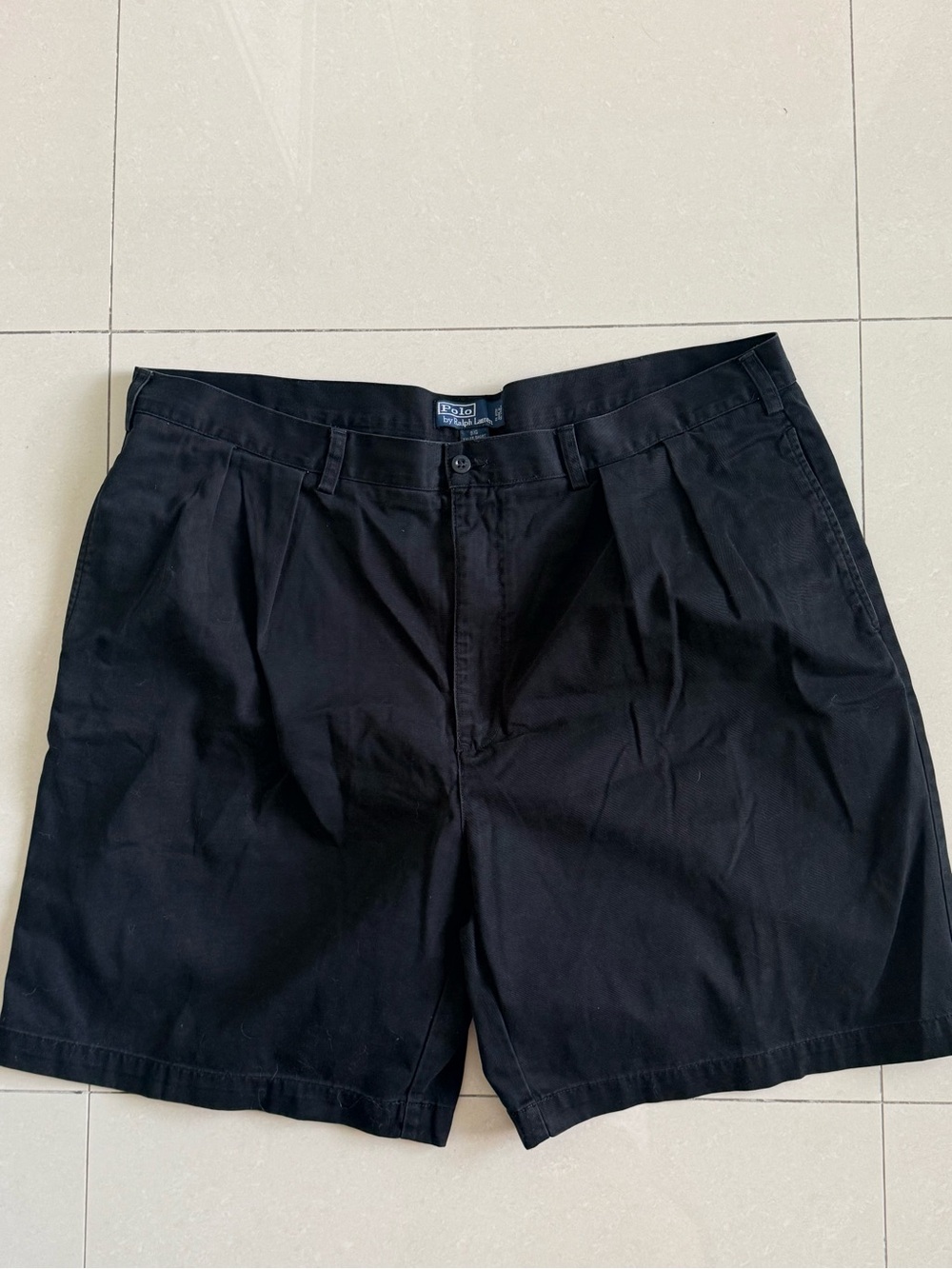 Polo Ralph Lauren Tyler Shorts Mens 44B Big Black Pleated Chino Cotton